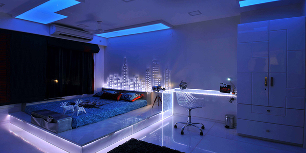 Đèn LED dây tạo hiệu ứng ánh sáng hắt hiện đại và cá tính.