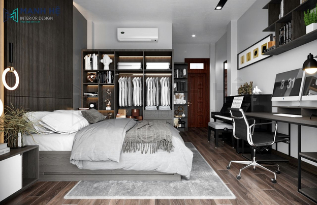 Không gian đơn giản với tông màu xám chủ đạo mang lại sự thoải mái nhất