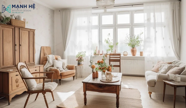 Phối hợp hài hòa giữa ánh sáng và màu sắc giúp không gian vintage trở nên tinh tế