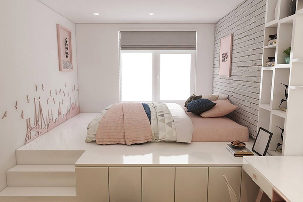 Sự ngăn nắp và bố cục khoa học là chìa khóa để phòng ngủ 12m2 luôn thoáng đãng