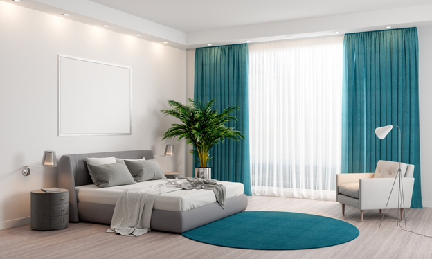 Sự tương phản màu sắc táo bạo tạo nên điểm nhấn ấn tượng cho phòng ngủ hiện đại